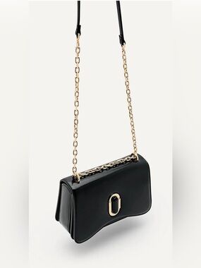 PEDRO Studio Rift Leather Black Gold Chain-Handle Crossbody/Shoulder Bag